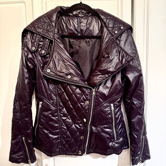 W118 by Walter Baker Quilted Black Puffer Moto Style Jacket - Picture 1 of 10